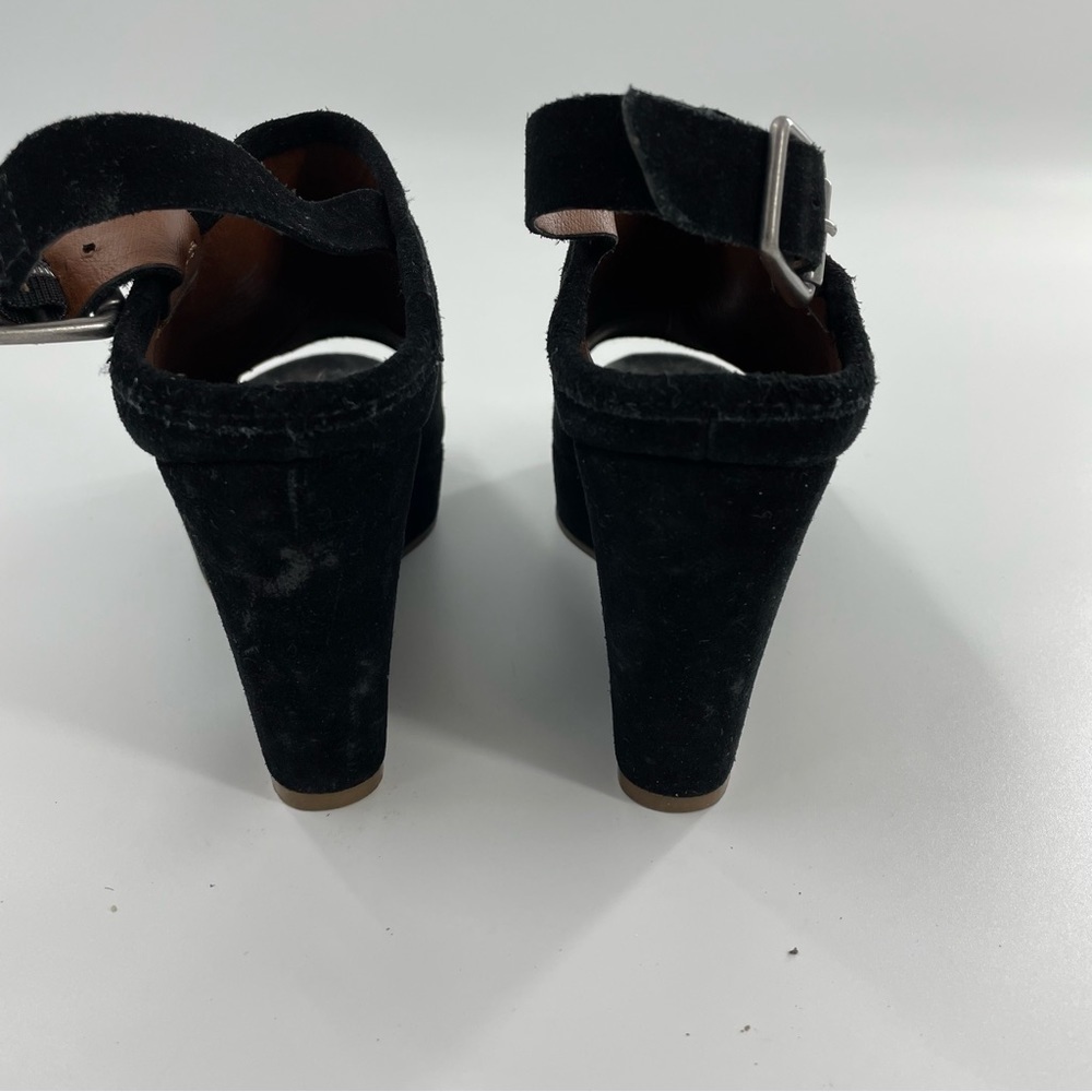 Lucky Brand Jemadine Suede Platforms Slingback Peep Toe in Black - Picture 4 of 7